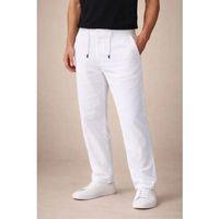 Erkek Keten Cepli Pantolon Lastikli Bel Bağcıklı Önden Fermuarlı - Beyaz