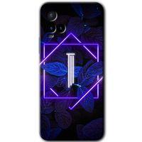 Potkal Hediye Fabrikası Vivo Y33s Kılıf HD Desen Baskılı Arka Kapak - Dark Neon Yaprak I Harfi