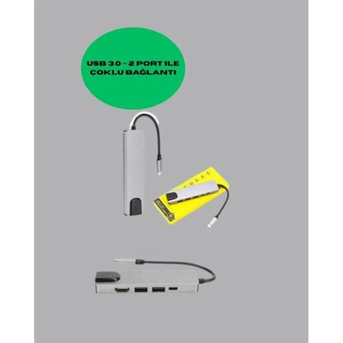 Type‑c Dönüştürücü – 2×usb3.0, Sd/ms, 4k Hdmı & Rj45 İle Profesyonel Kullanım