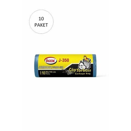 J-350 Jumbo Boy Çöp Torbası 80 x 110 cm 10 Lu Rulo x 10 Paket = 100 Adet (Mavi)
