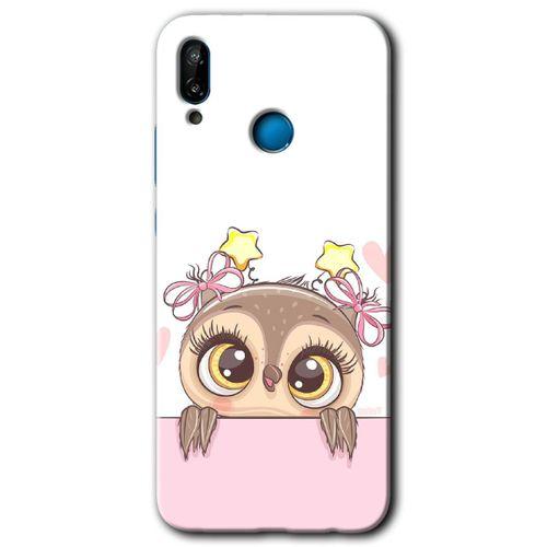 Potkal Hediye Fabrikası Huawei P20 Lite HD Baskılı Kılıf + 9D Tam Ekran Koruyucu - Sevimli Baykuş