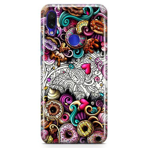 Xiaomi Redmi Note 7 Kılıf Donut Doodle Arka Kapak Koruma Desenli Full Koruyucu