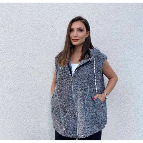 Kadın Kapüşon Ve Fermuar Detay Welsoft Kolsuz Yelek