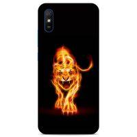 Lopard Xiaomi Redmi 9A Uyumlu Kılıf FireX (27) Tasarımlı Kılıf Ateşten Kaplan