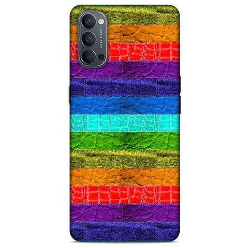 Oppo Reno 4 Kılıf Patchwork (38) Neo Hybrid Kılıf Yeşil Kırmızı Mor