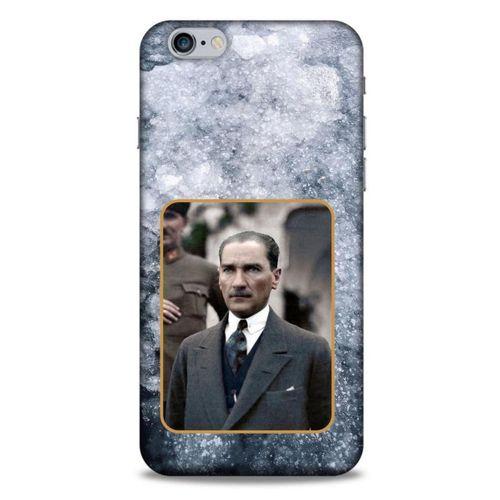 Apple Iphone 6 Plus Kılıf Atatürk (32) Soft Silikon Kılıf Gri Buzul