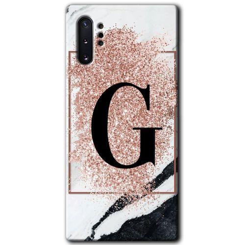 Samsung Galaxy Note 10 Plus HD Baskılı Kılıf + 9D Tam Ekran Koruyucu - Pembe Mermer G Harfi