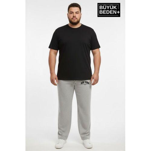 Erkek Büyük Beden New York Baskılı Rahat Kesim Paça Reçme ince Eşofman Altı SPR26EA952-5