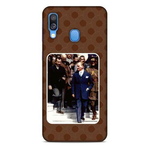 Samsung Galaxy A40 Kılıf Atatürk (23) Ultra Koruma Kılıfı Kahve Yuvarlak