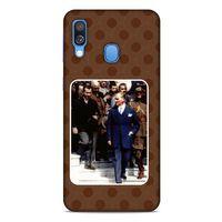 Samsung Galaxy A40 Kılıf Atatürk (23) Ultra Koruma Kılıfı Kahve Yuvarlak
