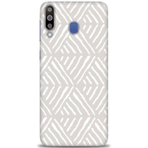 Samsung Galaxy M30 Kılıf HD Baskılı Kılıf - Gri Mozaik + Tam Ekran Koruyucu