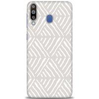 Samsung Galaxy M30 Kılıf HD Baskılı Kılıf - Gri Mozaik + Tam Ekran Koruyucu