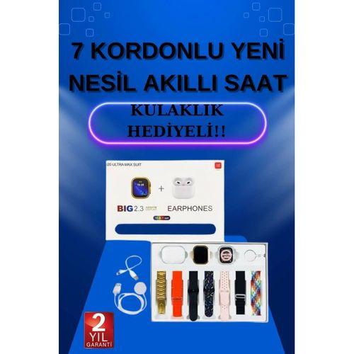 Akıllı Saat 7 Kordonlu Kulaklık Hediyeli Nabız Ölçer Uyku Takibi Sesli Görüşme