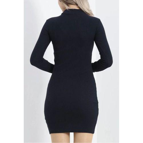 pilelistore Kaşkorse Yırtmaçsız Elbise Lacivert