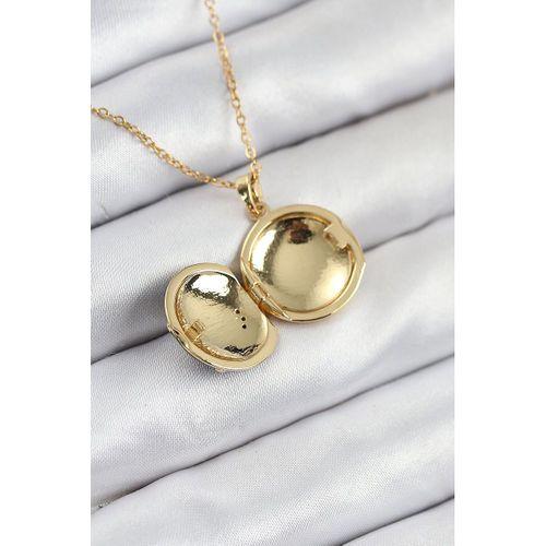 316L Çelik Zirkon Taşlı Açılabilr Kapaklı Gezegen Model Gold Renk Kadın Kolye
