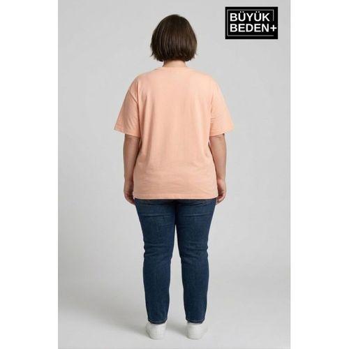 Kadın Büyük Beden Brooklyn 1970 Baskılı Bisiklet Yaka Tshırt SPR25BTSK904