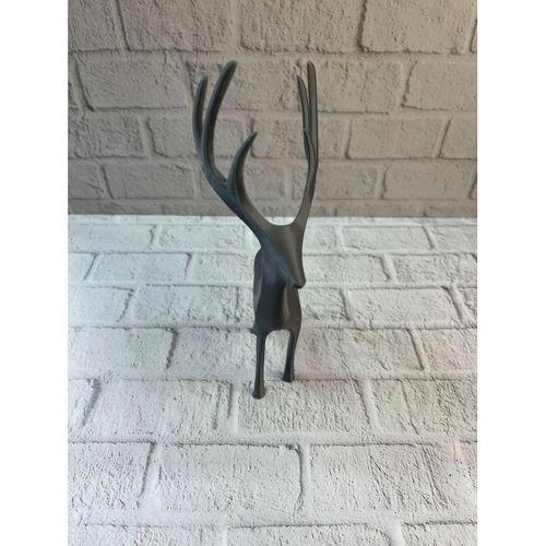 Geyik Figürü Gri Modern Salon Ve Raf Dekoru