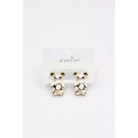 Mineli Ayıcık Küpe - Beyaz