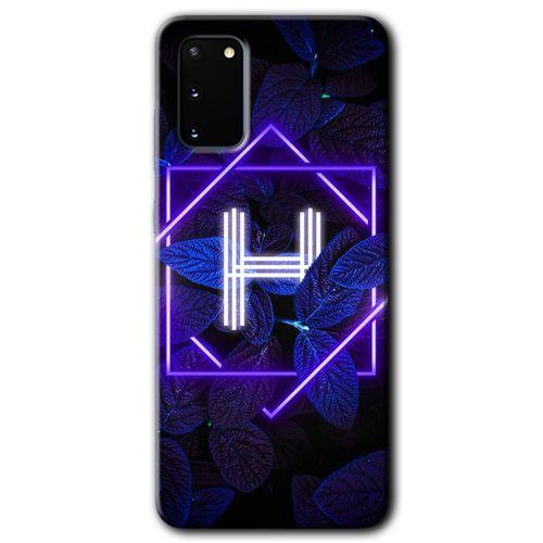 Galaxy S20 Kılıf HD Desen Baskılı Arka Kapak - Dark Neon Yaprak H Harfi