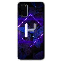 Galaxy S20 Kılıf HD Desen Baskılı Arka Kapak - Dark Neon Yaprak H Harfi