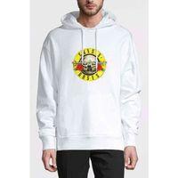 Guns'n Roses Baskılı Beyaz Erkek Kapşonlu Sweatshirt