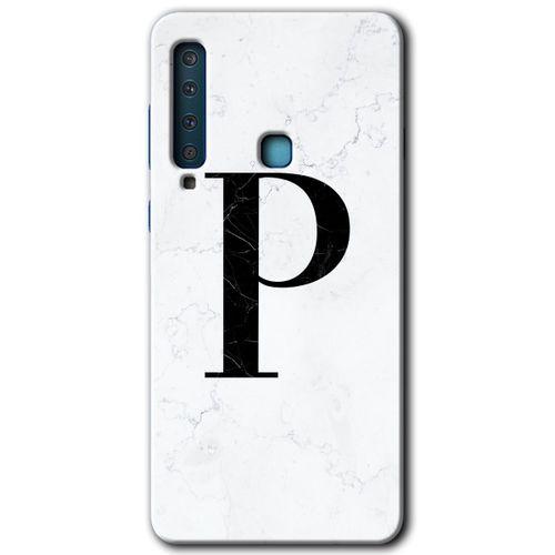 Galaxy A9 2018 Kılıf HD Desen Baskılı Arka Kapak - Beyaz Mermer Desenli P Harfi