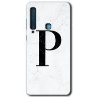 Galaxy A9 2018 Kılıf HD Desen Baskılı Arka Kapak - Beyaz Mermer Desenli P Harfi