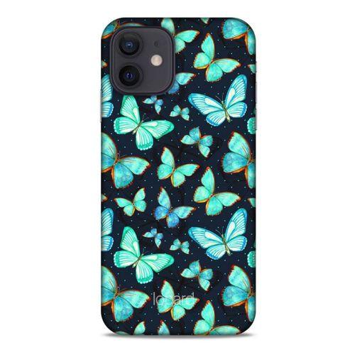 Apple iPhone 12 Kılıf Kelebek Etkisi (12) Koruyucu Silikon Beyaz Mavi