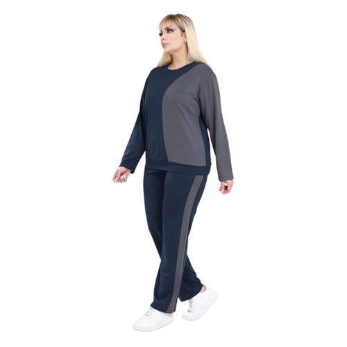 Melsay Butik Lacivert Füme Renk Bloklu Modal Kadın Eşofman Takımı