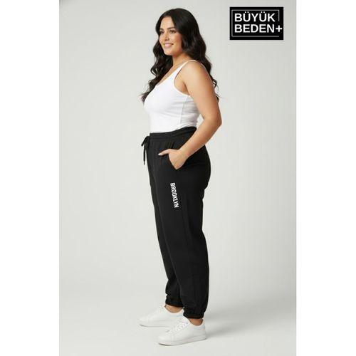 Kadın Büyük Beden BROOKLYN Baskılı Paça Lastikli  Jogger İnce Eşofman Altı  SPR26BEAK951-2
