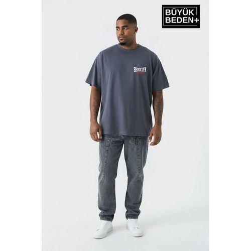 Süperlife Erkek Büyük Beden Brooklyn 1970 Baskılı 3xl-6xl Bisiklet Yaka Tshırt SPR26BTS510-03