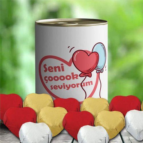 Aşk Tasarımlı Kalpli Çikolata Konserve Kutusu -28