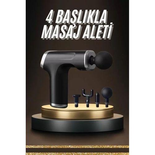 Taşınabilir Şarjlı Masaj Tabancası 4 Başlıklı Kas Rahatlatıcı Masaj Aleti