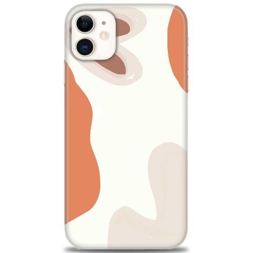 iPhone 11 Kılıf HD Baskılı Kılıf - Kahve Kalp + Tam Ekran Koruyucu