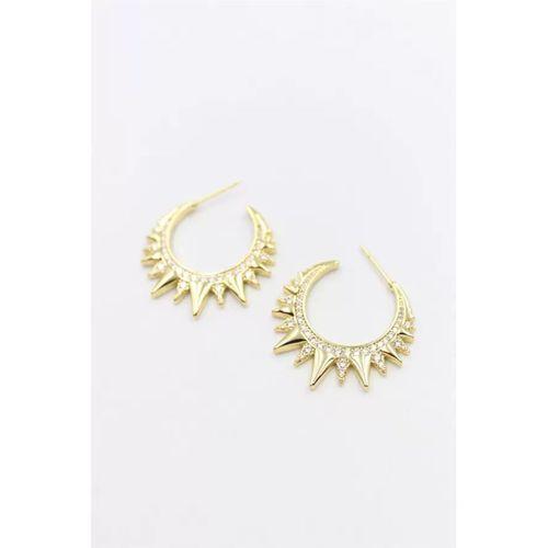 Taşlı Halka Küpe - Altın