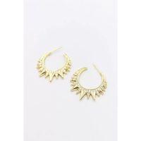 Taşlı Halka Küpe - Altın