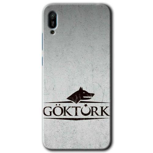 MRCİLETİSİM Huawei Y6 2019 Kılıf Baskılı Kapak - Göktürk + 5D Tam Kaplayan Cam