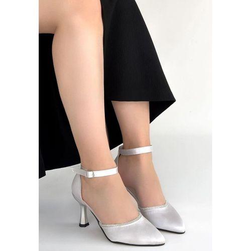 Mejja Gri Saten Topuklu Ayakkabı