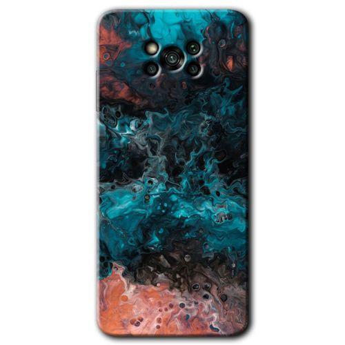 BeRa Aksesuar Poco x3 Pro Kılıf Baskılı Kapak - Liquid Colorfull +Tam Kaplayan Mat Seramik