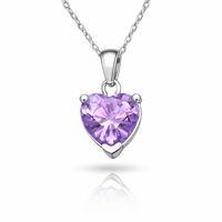 Gümüş Pembe Taşlı Kalpli Kadın Kolye