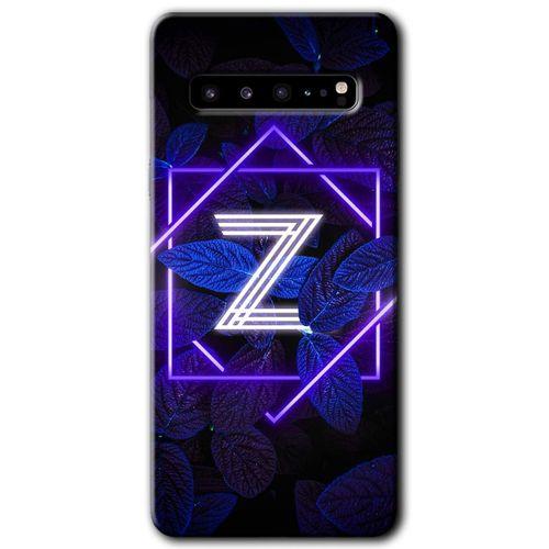 Samsung Galaxy S10 Plus HD Baskılı Kılıf + 9D Tam Ekran Koruyucu - Dark Neon Yaprak Z Harfi