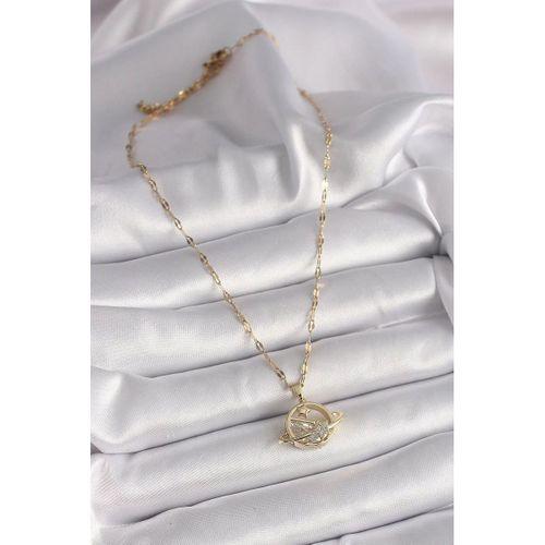 pilelistore 316L Çelik Gold Renk Zincir Zirkon Taşlı Yıldız Detay Satürn Gezegen Model Kadın Kolye - TJ-BKO9642