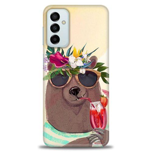 Samsung Galaxy M13 Kılıf HD Baskılı Kılıf - Keyifli Ayı + Tam Ekran Koruyucu