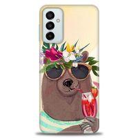 Samsung Galaxy M13 Kılıf HD Baskılı Kılıf - Keyifli Ayı + Tam Ekran Koruyucu