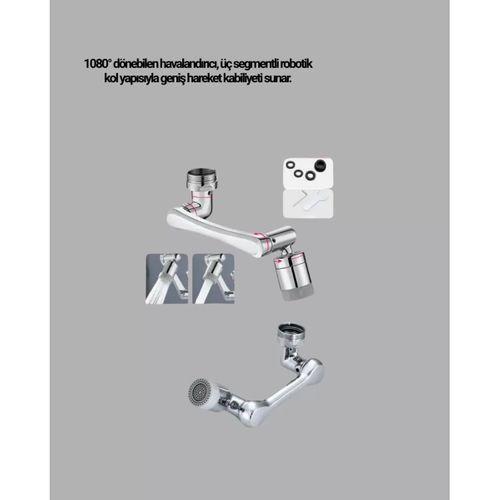 1080° Dönebilen Musluk Başlığı Robotik Kol Havalandırıcı Çok Yönlü Su Yönlendirme