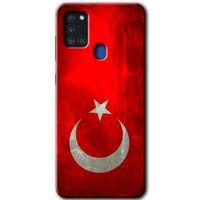 MRCİLETİSİM Samsung Galaxy A21s Kılıf Baskılı Kapak - Albayrak +Tam Ekran Koruyucu