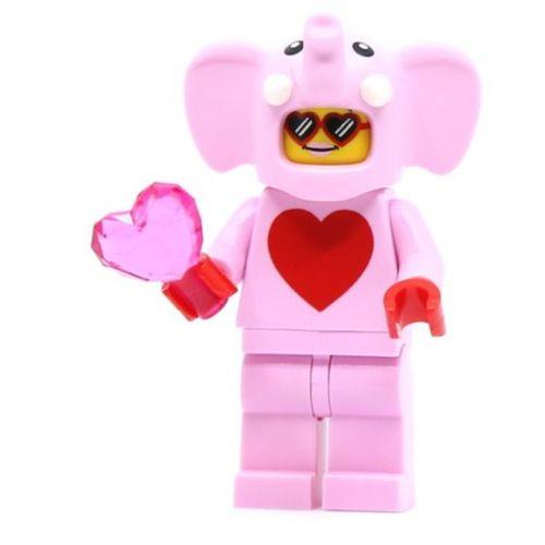 Orjinal Lego Minifigür Pink Elephant Figure with Pink Heart
