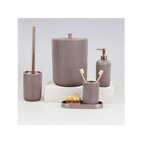By Selim Lydia Taupe 5 Parça Polyester Banyo Seti
