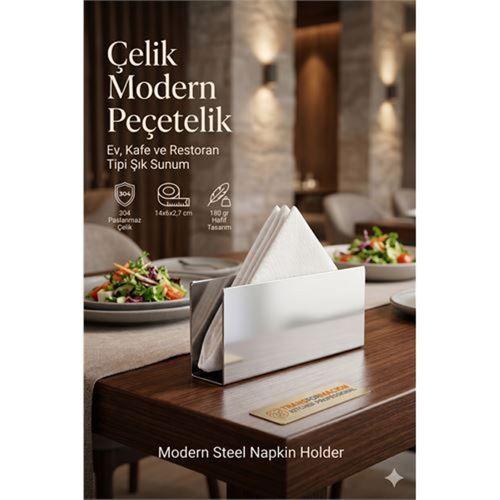 Modern Peçetelik - Minimalist Metal Masaüstü Peçete Düzenleyici Standı - Ev, Kafe ve Restoran Tipi Şık Sunum Organizatörü 304 Paslanmaz Çelik 723323