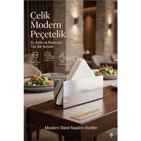 Modern Peçetelik - Minimalist Metal Masaüstü Peçete Düzenleyici Standı - Ev, Kafe ve Restoran Tipi Şık Sunum Organizatörü 304 Paslanmaz Çelik 723323